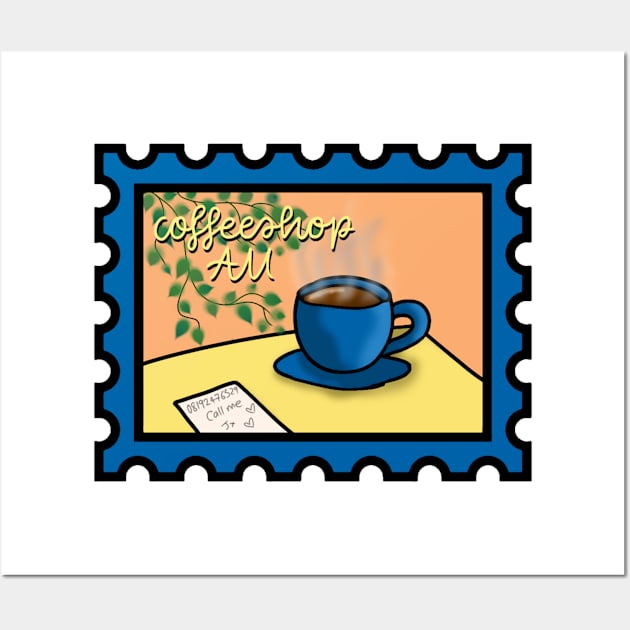 Coffeeshop AU Postage Stamp Wall Art by TheHermitCrab